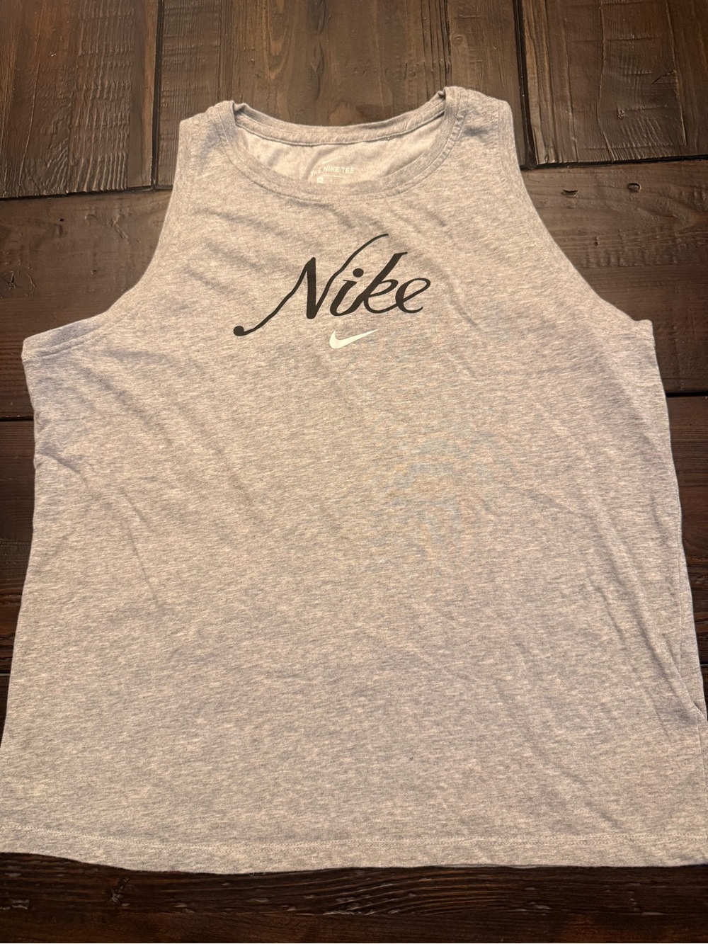Nike Light Heather Gray Dri-FIT Tee with White Logo-Medium